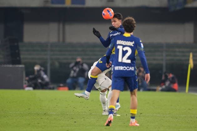 Hellas Verona FC v SS Lazio - Serie A Giovane Santana Do Nascimento of Hellas Verona FC hits the ball during the soccer match between Hellas Verona FC and SS Lazio, MD20 of the Serie A Enilive Italian soccer championship 2025 2026 at Marcantonio Bentegodi Stadium in Verona, Italy, on January 11, 2026. Verona Italy  Copyright: xRobertoxTommasinix originalFilename:tommasini-hellasve260111_npjDE.jpg