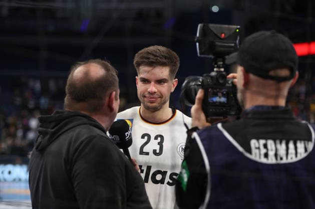 11 01 2026, xgox, handball, international match, Germany Croatia v l Renars Uscins Germany, 23 in interview Hannover