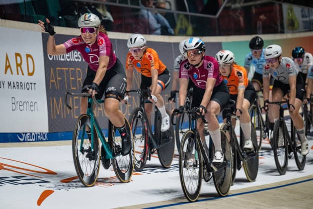 ABMA Maureen, SELVA Francesca Sixdays Bremen 2026 Team 5 ABMA Maureen NED Black SELVA Francesca GER Red Landscape horizontal Landscape Event Event Sixdays Bremen 2026 Category Category Cycling Track Cycling Sixdays Elite Women Location Location Europe Germany Bremen ÖVB Arena Discipline Teampresentation Distance m Date Date 11 01 2026 Sunday Day 3