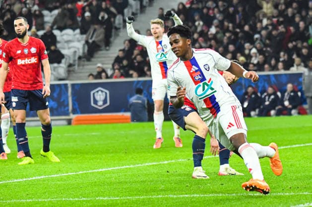 FOOTBALL : Lille OSC vs Olympique Lyonnais - Coupe de France - 16e de finale - 11 01 2026 Joie des joueurs de l™OL aprÃ s le but de Endrick (OL) Villeneuve d AscqFrance  Copyright: xBaptistexAutissierx