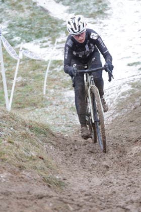 11 01 2026 German Cyclo-cross Championship Bensheim German Cyclo-cross Championship 2026 here the leader in the race Elite Women on the last lap Judith KRAHL Nr 1 Rose Racing Circel Winner German Champion Bensheim Hessen Germany