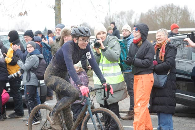 11 01 2026 German Cyclo-cross Championship Bensheim German Cyclo-cross Championship 2026 here Race Elite Women Theresia SCHWENK Nr 18 RSV Heidelberg finishes in 3rd place Bensheim Hessen Germany
