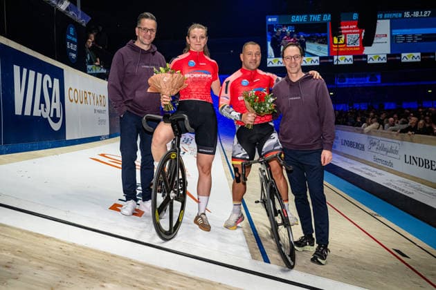 PRÖPSTER Alessa Catriona, FÖRSTEMANN Robert Sixdays Bremen 2026 Team 1 BOBRINK PRÖPSTER Alessa Catriona GER FÖRSTEMANN Robert GER Award Ceremony Medal Ceremony Podium Landscape horizontal Landscape Event Event Sixdays Bremen 2026 Category Category Cycling Track Cycling Sixdays Elite Men and Women Location Location Europe Germany Bremen ÖVB Arena Discipline Team of the Day Distance m Date Date 11 01 2026 Sunday Day 3