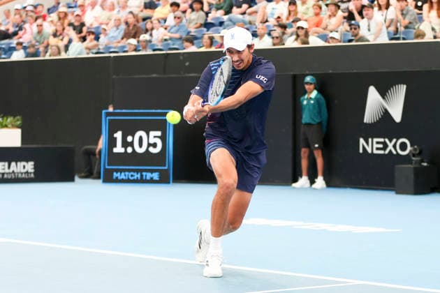 TENNIS ADELAIDE INTERNATIONAL, Alexei Popyrin of Australia in his match against Reilly Opelka of the USA during the Adelaide International at Memorial Drive Tennis Club in in Adelaide, Monday, January 12, 2026. ( NO ARCHIVING, EDITORIAL USE ONLY ADELAIDE SOUTH AUSTRALIA AUSTRALIA  Copyright: xMATTxTURNERx 20260112183292816358