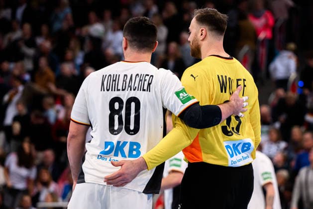 Hannover Handball Laenderspiel Germany Croatia Jannik Kohlbacher Germany , Goalkeeper Andreas Wolff Germany Hannover ZAG Arena Nordrhein Westfalen Germany