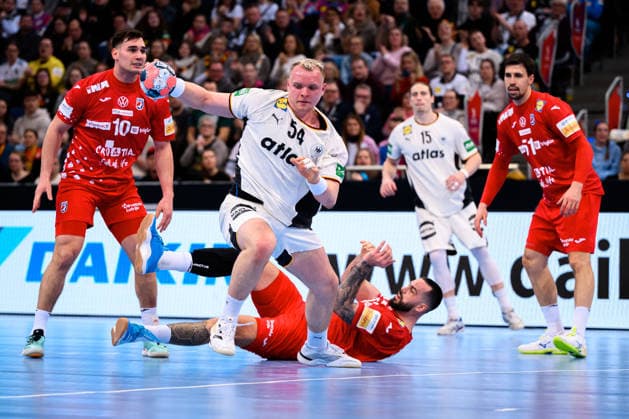 Hannover Handball Laenderspiel Germany Croatia Justus Fischer Germany Hannover ZAG Arena Nordrhein Westfalen Germany