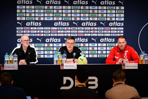 Hannover Handball Laenderspiel Germany Croatia Coach Alfred Gislason Germany , Coach Dagur Sigurdsson Croatia Hannover ZAG Arena Nordrhein Westfalen Germany