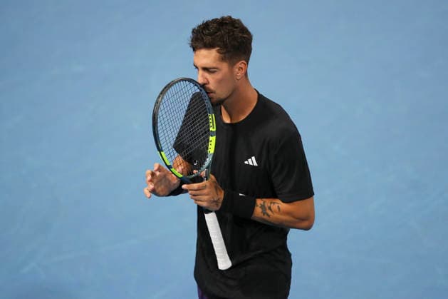 TENNIS ADELAIDE INTERNATIONAL, Thanasi Kokkinakis of Australia in his match against Sebastian Korda of the USA during the Adelaide International at Memorial Drive Tennis Club in in Adelaide, Monday, January 12, 2026. ( NO ARCHIVING, EDITORIAL USE ONLY ADELAIDE SOUTH AUSTRALIA AUSTRALIA  Copyright: xMATTxTURNERx 20260112170236685639