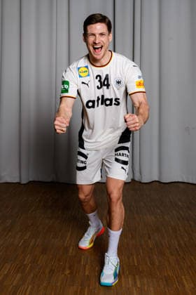 Hannover Handball EM 2026 Germany Press conference Rune Dahmke Germany Cheers Joy Emotion Hannover Germany