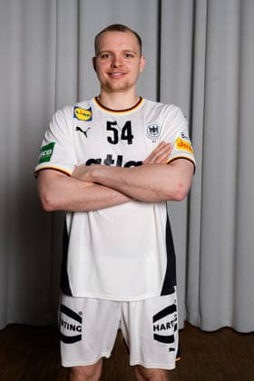Hannover Handball EM 2026 Germany Press conference Justus Fischer Germany Portrait Face Hannover Germany