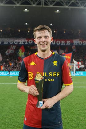 Genoa™s Morten Frendrup Panini player of the match during the Serie A soccer match between Genoa and Cagliari at the Luigi Ferraris Stadium in Genoa, Italy - Monday, January 12, 2026. - Soccer .  Copyright: xTanoxPecoraro LaPressex