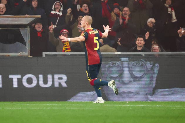 Serie A, Day 20, Stadio Ferraris, Genova, Genoa - Cagliari, in the photo: exultation Ostigard (Genoa)  Copyright: xGabrielexSiri IPAxSportx xipa-agency.netx xx IPA_69992750 IPA_Agency_IPA69992750