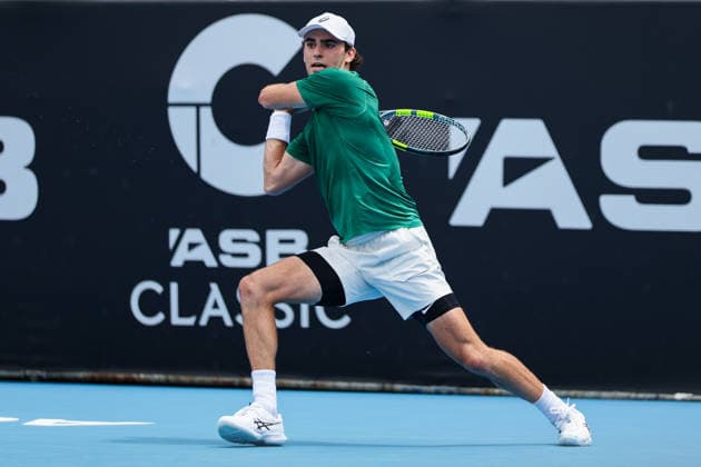 USA™s Eliot Spizziriri during Round 32 Singles Men™s ASB Classic Tennis Tournament at Manuka Doctor Arena, Auckland, New Zealand on Monday 12 January 2026. Photo: Joshua Devenie z Copyright: xx