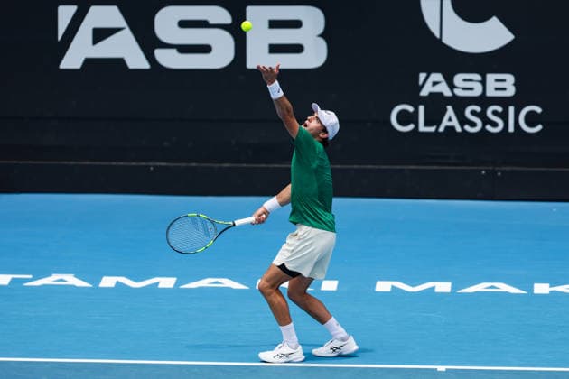 USA™s Eliot Spizziriri during Round 32 Singles Men™s ASB Classic Tennis Tournament at Manuka Doctor Arena, Auckland, New Zealand on Monday 12 January 2026. Photo: Joshua Devenie z Copyright: xx