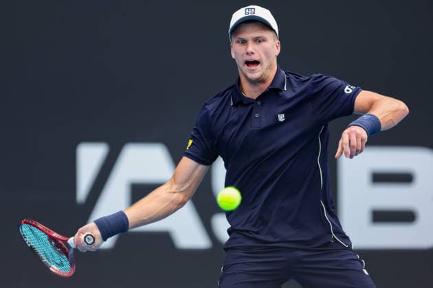 USA™s Jenson Brooksby during Round 32 Singles Men™s ASB Classic Tennis Tournament at Manuka Doctor Arena, Auckland, New Zealand on Monday 12 January 2026. Photo: Joshua Devenie z Copyright: xx