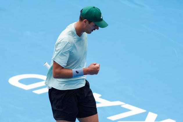 New Zealand s James Watt celebrates after getting a point during Round 32 Singles Men™s ASB Classic Tennis Tournament at Manuka Doctor Arena, Auckland, New Zealand on Monday 12 January 2026. Photo: Joshua Devenie z Copyright: xx