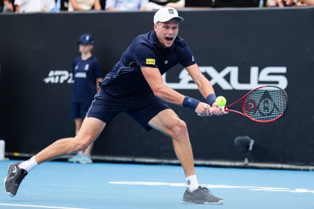 USA™s Jenson Brooksby during Round 32 Singles Men™s ASB Classic Tennis Tournament at Manuka Doctor Arena, Auckland, New Zealand on Monday 12 January 2026. Photo: Joshua Devenie z Copyright: xx
