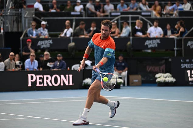 Great Britain™s Cameron Norrie during his first round singles match at the ASB Classic Men™s ATP, Tennis Herren 250 tennis tournament at Manuka Doctor Arena, Auckland,New Zealand. Monday 12 January 2026. Photo: Andrew Cornaga z Auckland New Zealand Copyright: xAndrewxCornaga x