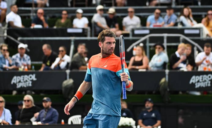 Great Britain™s Cameron Norrie during his first round singles match at the ASB Classic Men™s ATP, Tennis Herren 250 tennis tournament at Manuka Doctor Arena, Auckland,New Zealand. Monday 12 January 2026. Photo: Andrew Cornaga z Auckland New Zealand Copyright: xAndrewxCornaga x