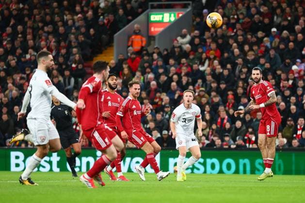 Davis Keillor-Dunn of Barnsley shoots wide Liverpool v Barnsley, Emirates FA Cup, Third Round, Football, Anfield, Liverpool, UK - 12 Jan 2026Liverpool Anfield United Kingdom EDITORIAL USE ONLY No use with unauthorised audio, video, data, fixture lists, club league logos or live services. Online in-match use limited to 120 images, no video emulation. No use in betting, games or single club league player publications.  Copyright: xPaulxCurrie Shutterstockx 16246339ak