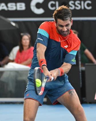 Great Britain™s Cameron Norrie during his first round singles match at the ASB Classic Men™s ATP, Tennis Herren 250 tennis tournament at Manuka Doctor Arena, Auckland,New Zealand. Monday 12 January 2026. Photo: Andrew Cornaga z Auckland New Zealand Copyright: xAndrewxCornaga x
