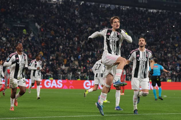 Turin, Italy, 12th January 2026. Kenan Yildiz of Juventus celebrates with team mates after scoring to give the hosts a 3-0 lead during the Juventus vs US Cremonese Serie A match at Allianz Stadium, Turin. Picture credit should read: Jonathan Moscrop Sportimage EDITORIAL USE ONLY. No use with unauthorised audio, video, data, fixture lists, club league logos or live services. Online in-match use limited to 120 images, no video emulation. No use in betting, games or single club league player publications. SPI_043_JM_JUVE_CREMONESE_ SPI-4412-0043
