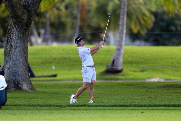January 12, 2026 - Collin Morikawa hits from the 8th fairway during a Practice Round prior to the 2026 Sony Open in Hawaii at Waialae Country Club in Honolulu, HI - CSM Honolulu USA - ZUMAc04_ 20260112_zma_c04_020 Copyright: xAndrewxLeex