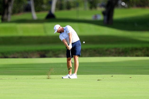 January 12, 2026 - Brice Garnett hits from the 8th fairway during a Practice Round prior to the 2026 Sony Open in Hawaii at Waialae Country Club in Honolulu, HI - CSM Honolulu USA - ZUMAc04_ 20260112_zma_c04_027 Copyright: xAndrewxLeex