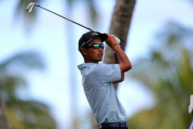 January 12, 2026 - Anson Cabello tracks his shot after teeing off on the 7th tee during a Practice Round prior to the 2026 Sony Open in Hawaii at Waialae Country Club in Honolulu, HI - CSM Honolulu USA - ZUMAc04_ 20260112_zma_c04_037 Copyright: xAndrewxLeex