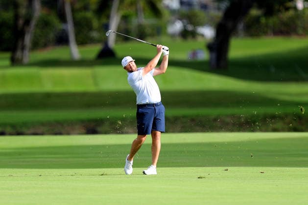 January 12, 2026 - Brice Garnett hits from the 8th fairway during a Practice Round prior to the 2026 Sony Open in Hawaii at Waialae Country Club in Honolulu, HI - CSM Honolulu USA - ZUMAc04_ 20260112_zma_c04_038 Copyright: xAndrewxLeex