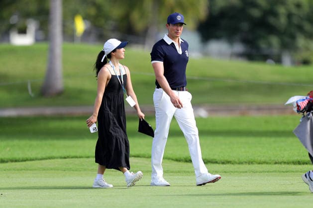 January 12, 2026 - Daniel Henney and his wife Ru Kumagai walk down the 8th fairway during a Pro-Am prior to the 2026 Sony Open in Hawaii at Waialae Country Club in Honolulu, HI - CSM Honolulu USA - ZUMAc04_ 20260112_zma_c04_046 Copyright: xAndrewxLeex