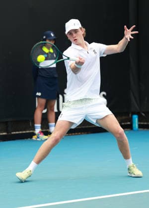 Henry Bernet SUI makes a fist and cheers,cheers,joy,emotion, Australian Open 2026 Qualifier, Melbourne Park, Melbourne, Victoria, Australia Copyright: xJuergenxHasenkopfx