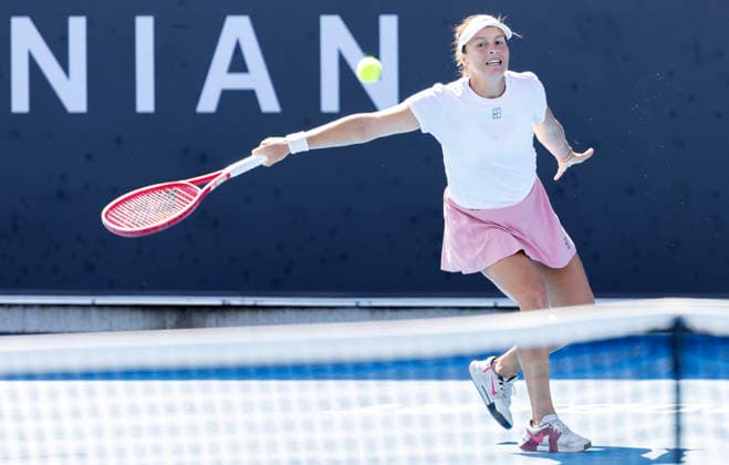 TENNIS HOBART INTERNATIONAL, Tatjana Maria (GER) during the 2026 Hobart international match, Länderspiel, Nationalmannschaft against Venus Williams (USA) at Domain Tennis Centre in Hobart, Tasmania, Tuesday, January 13, 2026. ( NO ARCHIVING, EDITORIAL USE ONLY Hobart Tasmania Australia  Copyright: xChrisxKiddx 20260113169682154423