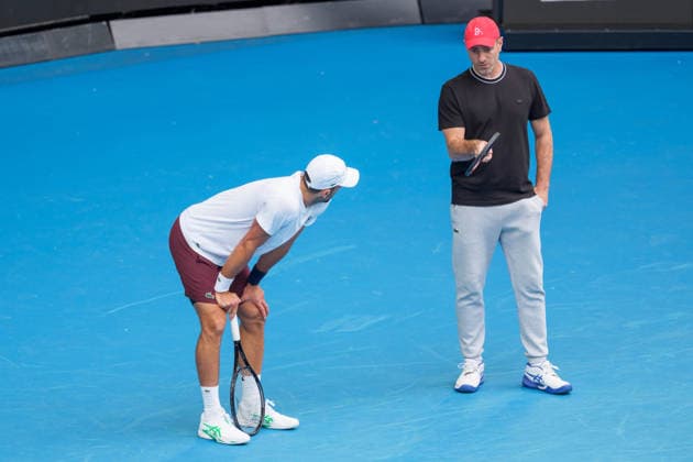 January 13, 2026: NOVAK DJOKOVIC of Serbia with a record 10 Australian Open grand slam titles practises on Rod Laver Arena ahead of the 2026 Australian Open in Melbourne, Australia. Cal Media Melbourne Australia - ZUMAc04_ 20260113_faf_c04_005 Copyright: xSydneyxLowx