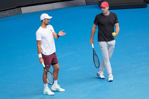January 13, 2026: NOVAK DJOKOVIC of Serbia with a record 10 Australian Open grand slam titles practises on Rod Laver Arena ahead of the 2026 Australian Open in Melbourne, Australia. Cal Media Melbourne Australia - ZUMAc04_ 20260113_faf_c04_006 Copyright: xSydneyxLowx
