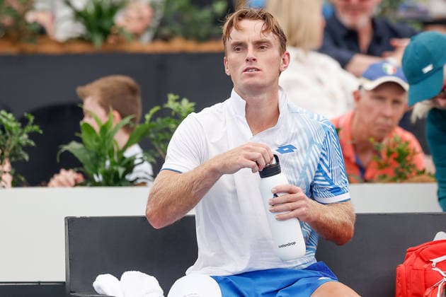 January 13, 2026, Adelaide, South Australia, Australia: TRISTAN SCHOOLKATE of Australia rest between sets in his first round match against Ricky HIJIKATA of Australia, during the 2026 Adelaide International Tennis Tournament Adelaide Australia - ZUMAw216 20260113_zsp_w216_009 Copyright: xMarkxWilloughbyx