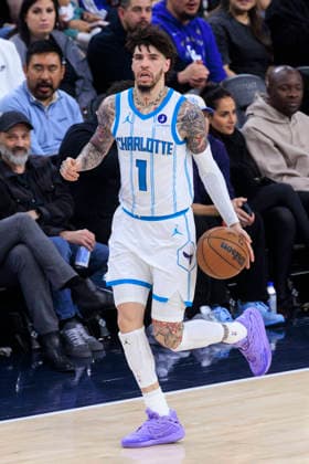 January 12, 2026, Inglewood, California, USA: LaMelo Ball 1 of the Charlotte Hornets during their regular season NBA, Basketball Herren, USA game against the Los Angeles Clippers on Monday January 12, 2026 at Intuit Dome in Inglewood, California. Clippers defeat Hornets, 117-109. ARIANA RUIZ PI Inglewood USA - ZUMAp124 20260112_zaa_p124_028 Copyright: xArianaxRuizx
