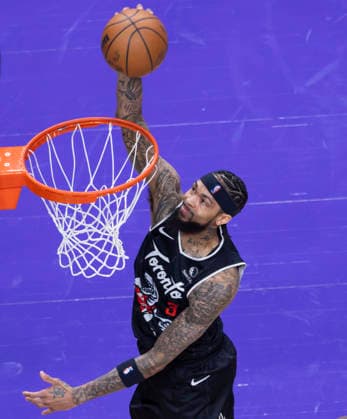 (260113) -- TORONTO, Jan. 13, 2026 -- Brandon Ingram of Toronto Raptors dunks during the 2025-2026 NBA, Basketball Herren, USA regular season game between Toronto Raptors and Philadelphia 76ers in Toronto, Canada, on Jan. 12, 2026. (Photo by Xinhua) (SP)CANADA-TORONTO-BASKETBALL-NBA-76ERS VS RAPTORS ZouxZheng 