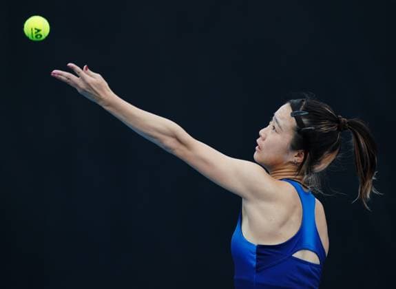 (260113) -- MELBOURNE, Jan. 13, 2026 -- Ma Yexin of China serves during the women s singles qualifying 1st round match against Varvara Lepchenko of the United States at Australian Open tennis tournament in Melbourne, Australia, Jan. 13, 2026. (Photo by Xinhua) (SP)AUSTRALIA-MELBOURNE-TENNIS-AUSTRALIAN OPEN-WOMEN S SINGLES-QUALIFYING WangxShen 
