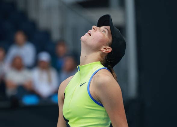 Lilli Tagger AUT , Australian Open 2026 Qualifier, Melbourne Park, Melbourne, Victoria, Australia Lilli Tagger AUT reacts angry,anger,disappointed,disappointment,emotion, Australian Open 2026 Qualifier, Melbourne Park, Melbourne, Victoria, Australia Copyright: xJuergenxHasenkopfx