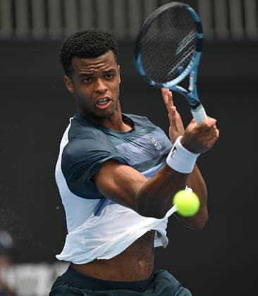 France™s Giovanni Mpetshi Perricard during his first round singles match at the ASB Classic Men™s ATP, Tennis Herren 250 tennis tournament at Manuka Doctor Arena, Auckland,New Zealand. Tuesday 13 January 2026. Photo: Andrew Cornaga z Auckland New Zealand Copyright: xAndrewxCornaga x
