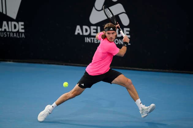 TENNIS ADELAIDE INTERNATIONAL, Stefanos Tsitsipas of Greece in his match against Aleksandar Vukic of Australia during the Adelaide International at Memorial Drive Tennis Club in in Adelaide, Tuesday, January 13, 2026. ( NO ARCHIVING, EDITORIAL USE ONLY ADELAIDE SOUTH AUSTRALIA AUSTRALIA  Copyright: xMATTxTURNERx 20260113164331701627