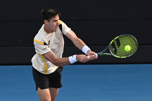 Hungary™s Fabian Marozsan during his first round singles match at the ASB Classic Men™s ATP, Tennis Herren 250 tennis tournament at Manuka Doctor Arena, Auckland,New Zealand. Tuesday 13 January 2026. Photo: Andrew Cornaga z Auckland New Zealand Copyright: xAndrewxCornaga x