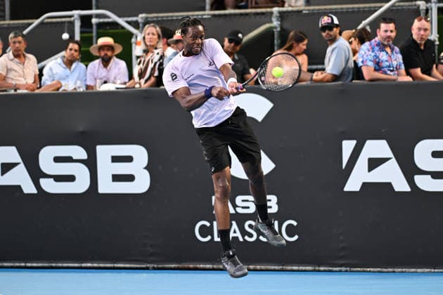 France™s Gael Monfils during his first round singles match at the ASB Classic Men™s ATP, Tennis Herren 250 tennis tournament at Manuka Doctor Arena, Auckland,New Zealand. Tuesday 13 January 2026. Photo: Andrew Cornaga z Auckland New Zealand Copyright: xAndrewxCornaga x