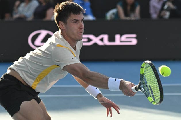 Hungary™s Fabian Marozsan during his first round singles match at the ASB Classic Men™s ATP, Tennis Herren 250 tennis tournament at Manuka Doctor Arena, Auckland,New Zealand. Tuesday 13 January 2026. Photo: Andrew Cornaga z Auckland New Zealand Copyright: xAndrewxCornaga x