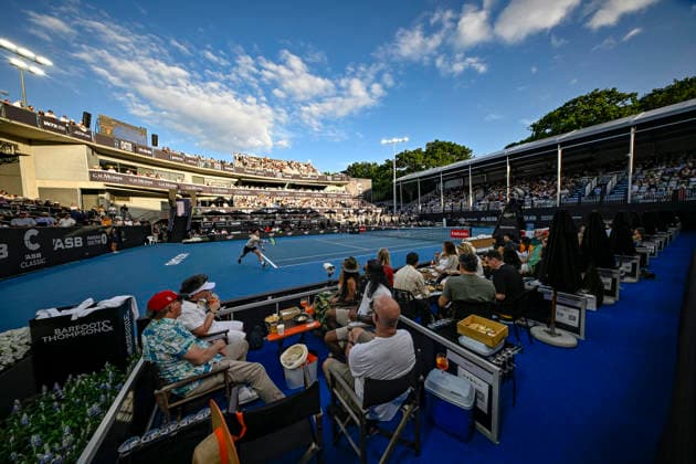 General view of the Men s singles match between Gael Monfils (FRA) and Fabian Marozsan (HUN) at the ASB Classic Men™s ATP, Tennis Herren 250 tennis tournament at Manuka Doctor Arena, Auckland, New Zealand on Tuesday 13 January 2026. Photo credit: Alan Lee Auckland New Zealand Copyright: xAlanxLeex xx