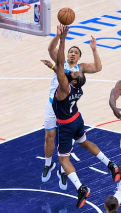January 12, 2026, Inglewood, California, USA: James Harden 1 of the Los Angeles Clippers gets past Grant Williams 2 of the Charlotte Hornets in a 2025 NBA, Basketball Herren, USA regular season game on Monday January 12, 2026 at Intuit Dome Arena in Inglewood, California. Harden reached 28,598 career points, surpassing Shaquille OÃ¢â‚¬â ¢Neal to move into ninth place on the NBAÃ¢â‚¬â ¢s all-time scoring list. JAVIER ROJAS PI Inglewood USA - ZUMAp124 20260112_zaa_p124_075 Copyright: xJavierxRojasx