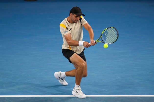 TENNIS ADELAIDE INTERNATIONAL, Aleksandar Vukic of Australia in his match against Stefanos Tsitsipas of Greece during the Adelaide International at Memorial Drive Tennis Club in in Adelaide, Tuesday, January 13, 2026. ( NO ARCHIVING, EDITORIAL USE ONLY ADELAIDE SOUTH AUSTRALIA AUSTRALIA  Copyright: xMATTxTURNERx 20260113188266405891