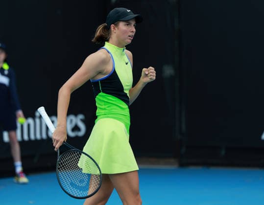Lilli Tagger AUT makes a fist and cheers, cheers, joy, emotion, Australian Open 2026 qualifier, Melbourne Park, Melbourne, Victoria, Australia Copyright: xJuergenxHasenkopfx