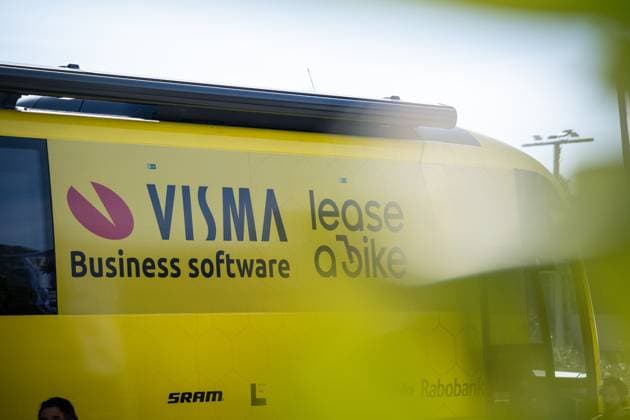 Teambus pictured during the team presentation of the Team Visma-Lease a Bike cycling team in Alicante, Spain, Tuesday 13 January 2026. DAVIDxPINTENS  x155610609x